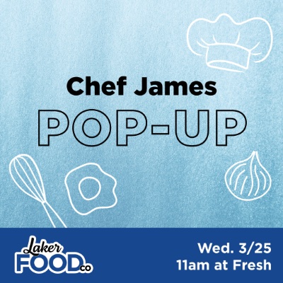Chef James pop-up Wednesday March 25 11am at Fresh